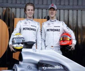 yapboz Michael Schumacher ve Nico Rosberg, Mercedes Takımı sürücüleri GP